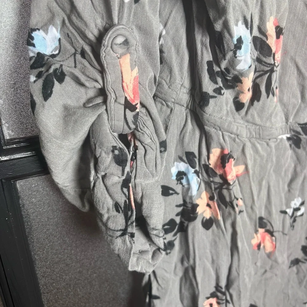 Torrid Floral Zip Front Dress Gray Long Sleeve Size 00 - Picture 5 of 9